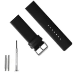 Camello Plain Design Genuine Leather Watch Strap (Black)