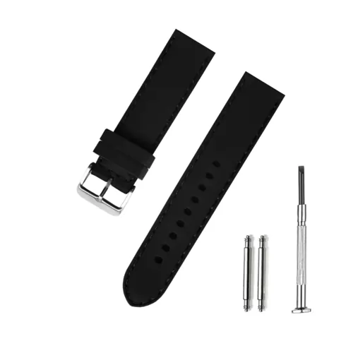 1-16.webp Silic Plain Design Genuine Silicone Watch Strap (Black) - Image 1