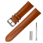 Leone V-Tip Design Leather Watch Strap (Tan)