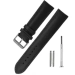 18mm Leone V-TIP Design Leather Watch Strap (Black)