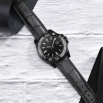 Leopardo V-Tip Design Leather Watch Strap (Black) - Image 3