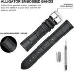 Leopardo V-Tip Design Leather Watch Strap (Black) - Image 2