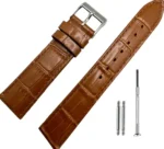 Leopardo V-Tip Design Leather Watch Strap (Tan)
