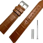 Leopardo V-Tip Design Leather Watch Strap (Tan)