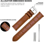 Leopardo V-Tip Design Leather Watch Strap (Tan) - Image 4