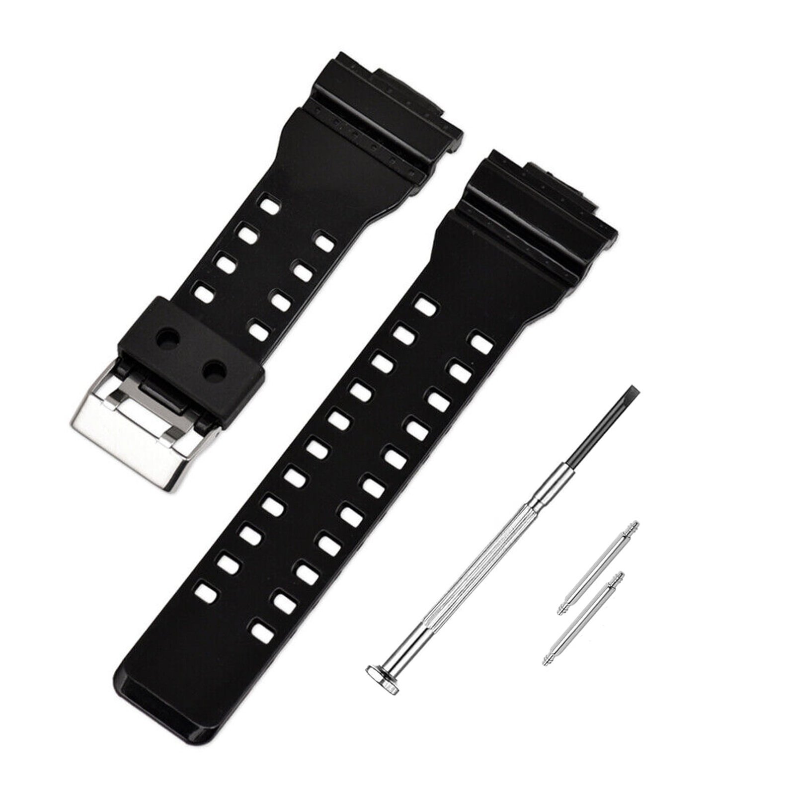 18.jpg CASO1 for CASIO Men's G-Shock GD-120,GA-100,GA-110, GA-100C & Etc 16 mm Resin Watch Strap (Black Glossy) - Image 1