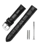 Leopardo V-Tip Design Leather Watch Strap (Black)
