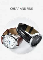 Leopardo V-Tip Design Leather Watch Strap (Black) - Image 7