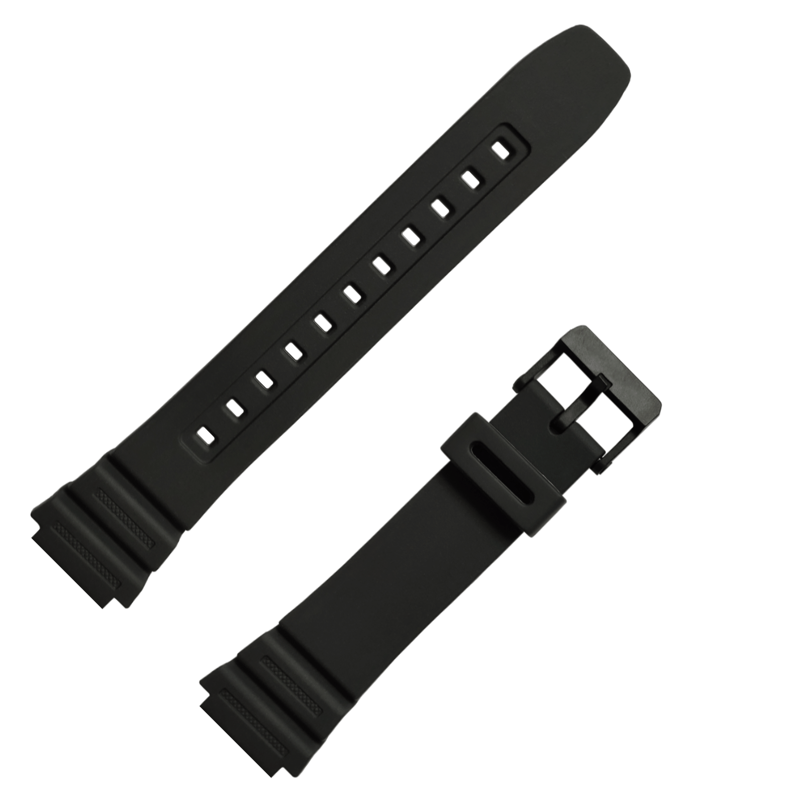 2-CDS2-BLACK-FRONT-LQ.png CASO 5 18mm Compatible With ''CASIO'' Watch Models AE-1200WH, AE-1300WH, F-108WH, W-216H & Others (Black) - Image 1