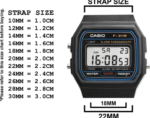 CASO3 18MM Compatible With ''CASIO'' F-91W, F-91WG, F-91WM, F-94WA & Other Models (Black) - Image 4