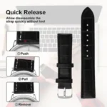 Leopardo V-Tip Design Leather Watch Strap (Black) - Image 5