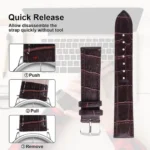 Leopardo V-Tip Design Leather Watch Strap (Brown) - Image 6