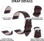 Leopardo V-Tip Design Leather Watch Strap (Brown) - Image 3