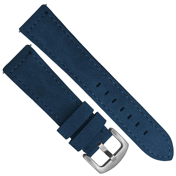 bu1.png EAGLE Plain Design Genuine Leather Watch Strap (Blue) - Image 1